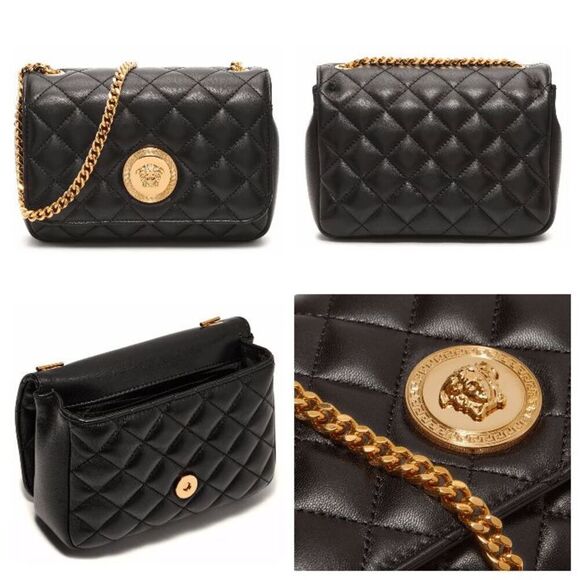 VERSACE Black Quilted Calfskin Leather Medusa Crossbody Bag $2200 NEW WITH TAGS - Picture 16 of 16
